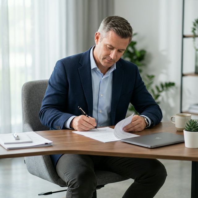 Motorista assinando documentos de cadastro